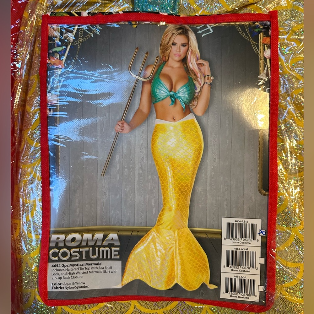 Roma Women's Mermaid Costume Yellow and blue.